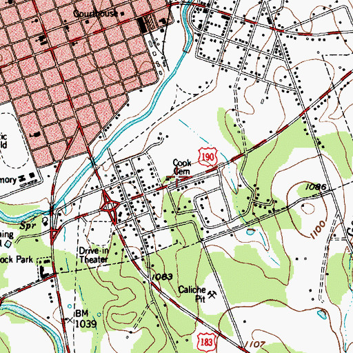 Topographic Map of Cook Cemetery, TX