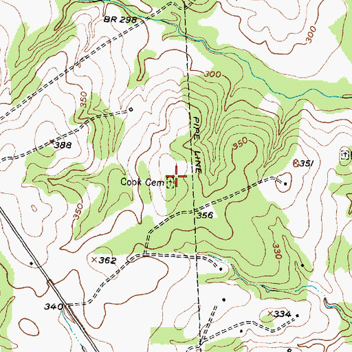 Topographic Map of Cook Cemetery, TX