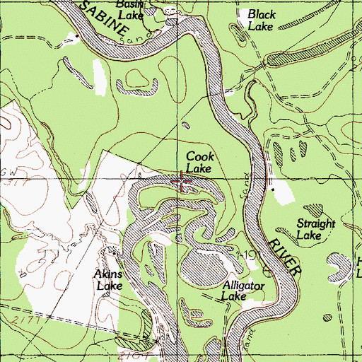 Topographic Map of Cook Lake, TX