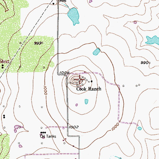 Topographic Map of Cook Ranch, TX
