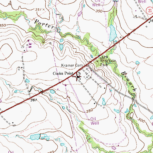 Topographic Map of Cooks Point Church, TX