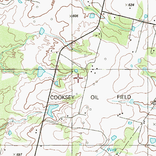 Topographic Map of Cooksey Oil Field, TX