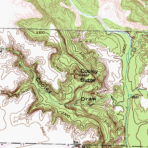 Topographic Map of Cooley Butte, TX