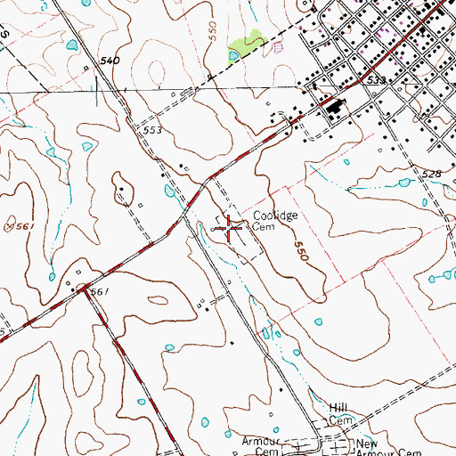 Topographic Map of Coolidge Cemetery, TX
