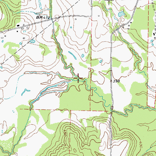 Topographic Map of Coon Creek, TX