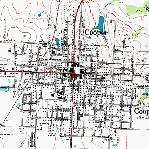 Topographic Map of Cooper, TX