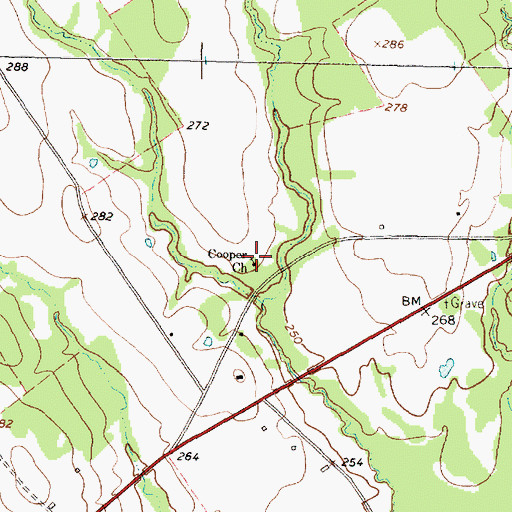 Topographic Map of Cooper Church, TX