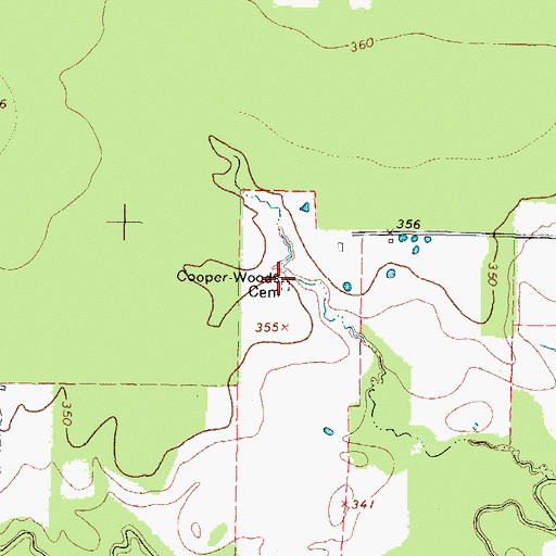 Topographic Map of Cooper-Woods Cemetery, TX
