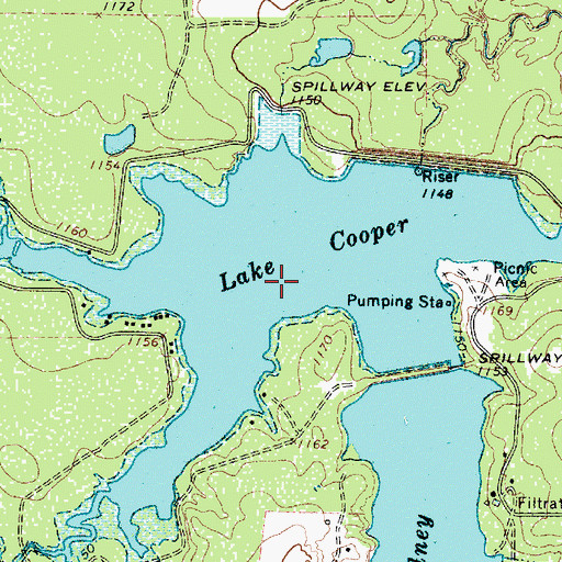Topographic Map of Lake Cooper, TX