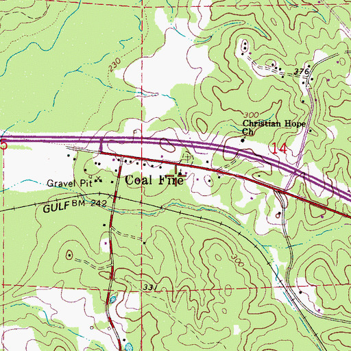 Topographic Map of Coal Fire Church, AL