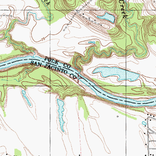 Topographic Map of Copeland Creek, TX