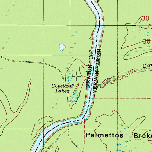 Topographic Map of Copeland Lakes, TX