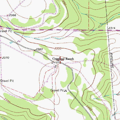 Topographic Map of Copeland Ranch, TX