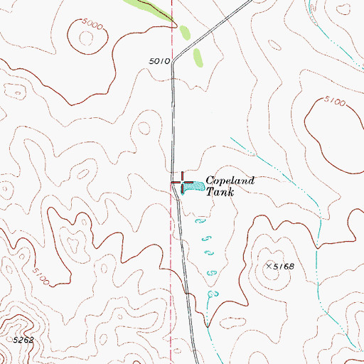 Topographic Map of Copeland Tank, TX