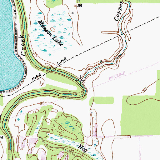 Topographic Map of Copper Bayou, TX