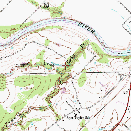 Topographic Map of Copper Creek, TX