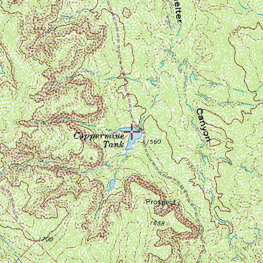 Topographic Map of Coppermine Tank, TX