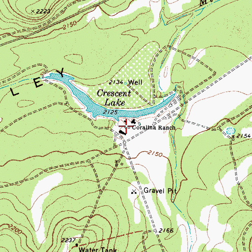 Topographic Map of Coralina Ranch, TX
