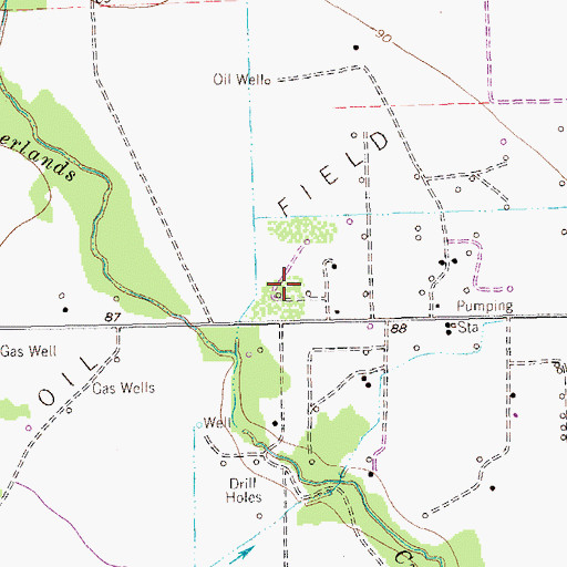 Topographic Map of Cordele Oil Field, TX