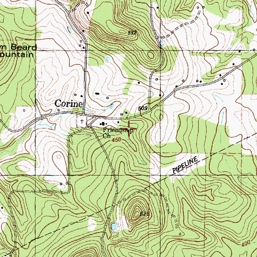Topographic Map of Corine School, TX
