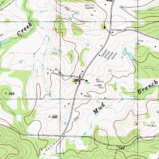 Topographic Map of Corinth Church, TX