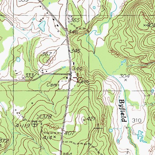 Topographic Map of Corinth Church, TX