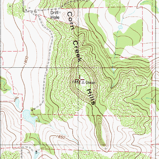 Topographic Map of Corn Creek Hills, TX