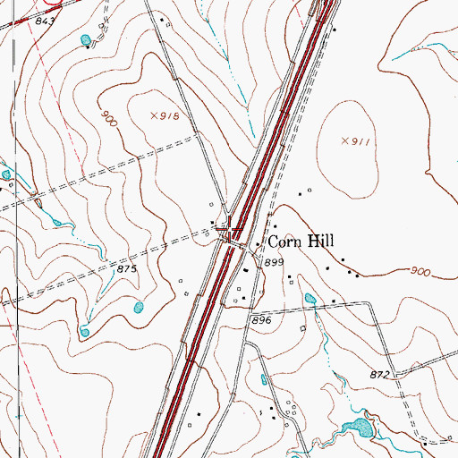 Topographic Map of Corn Hill, TX