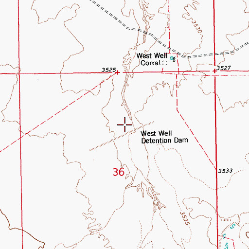 Topographic Map of West Well Detention Dam, AZ