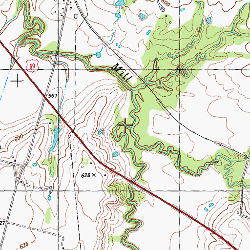 Topographic Map of Corneliason Creek, TX