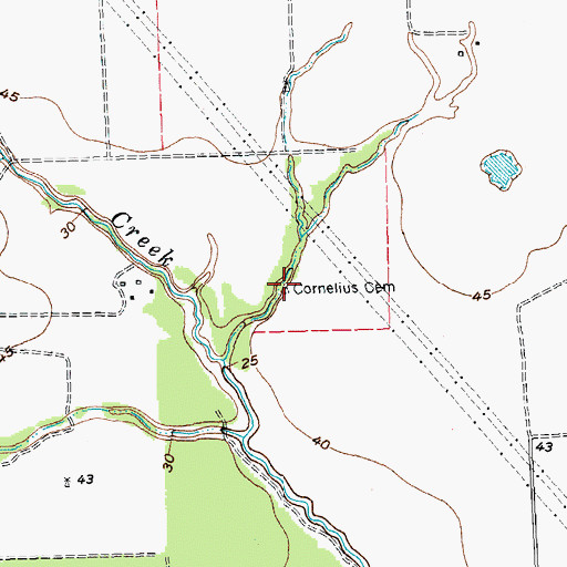 Topographic Map of Cornelius Cemetery, TX