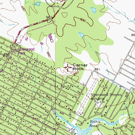 Topographic Map of Corner Rock, TX