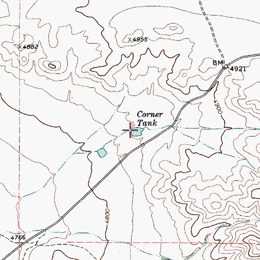 Topographic Map of Corner Tank, TX