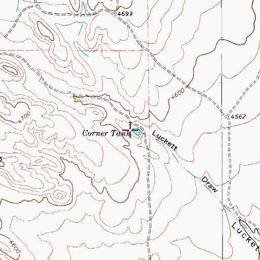 Topographic Map of Corner Tank, TX