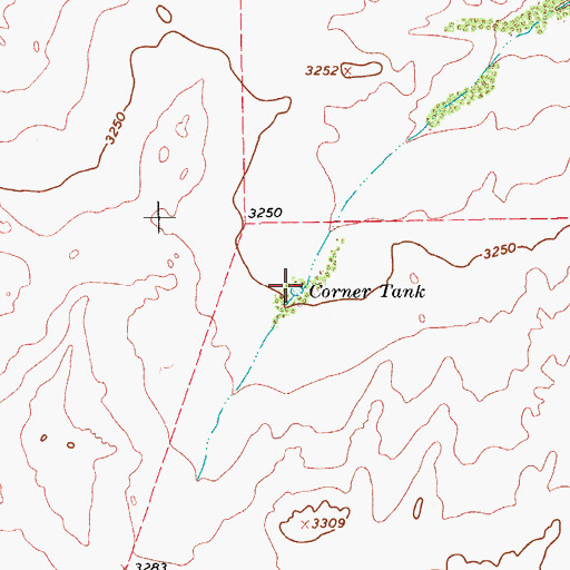 Topographic Map of Corner Tank, TX