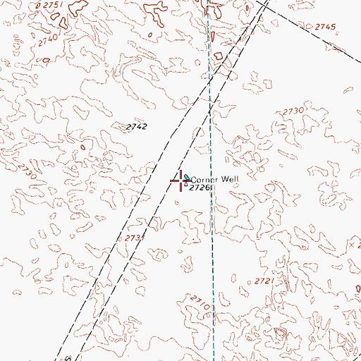 Topographic Map of Corner Well, TX