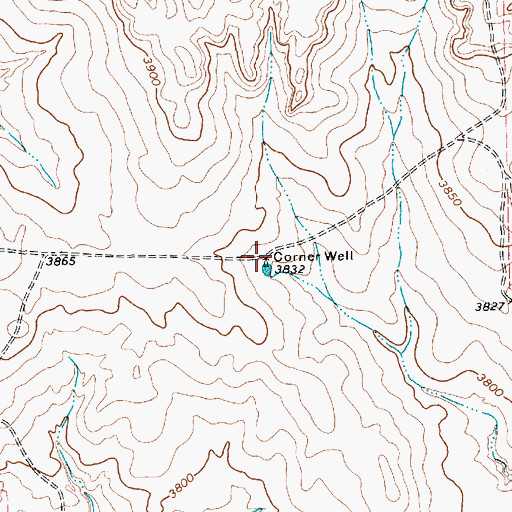 Topographic Map of Corner Well, TX