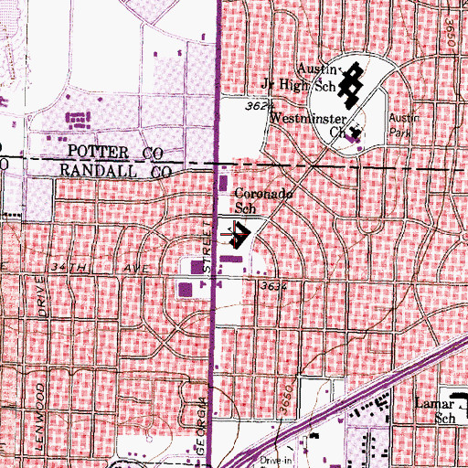 Topographic Map of Coronado Elementary School, TX
