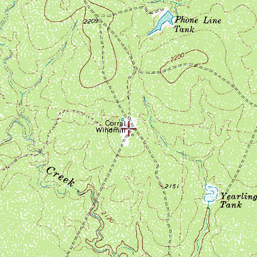 Topographic Map of Corral Windmill, TX