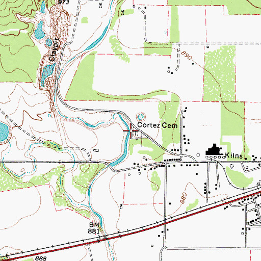 Topographic Map of Cortez Cemetery, TX