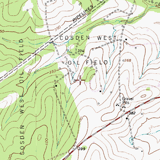 Topographic Map of Cosden West Oil Field, TX