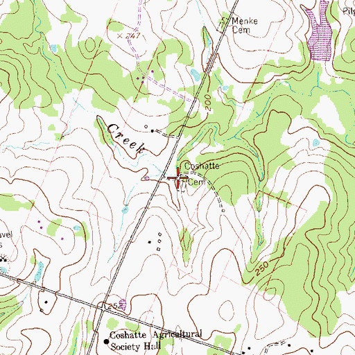 Topographic Map of Coshatte Cemetery, TX
