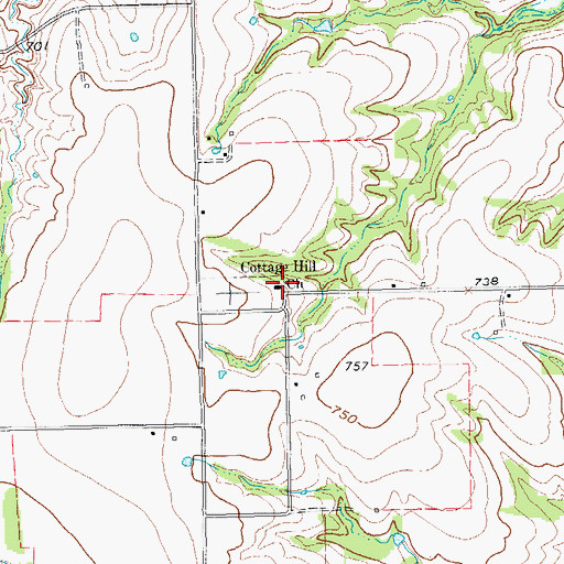 Topographic Map of Cottage Hill Church, TX