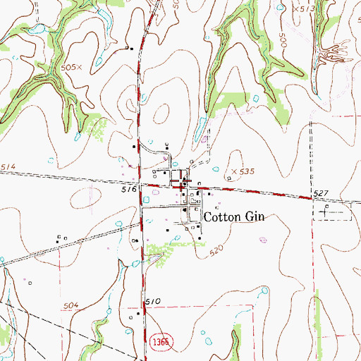 Topographic Map of Cotton Gin, TX