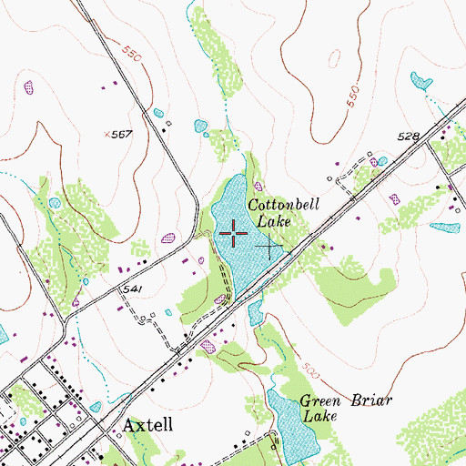 Topographic Map of Cottonbell Lake, TX