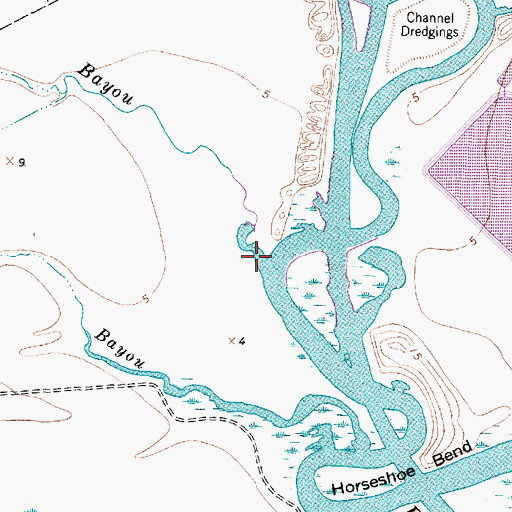 Topographic Map of Cottonwood Bayou, TX