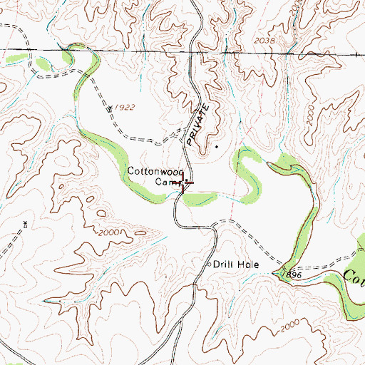 Topographic Map of Cottonwood Camp, TX