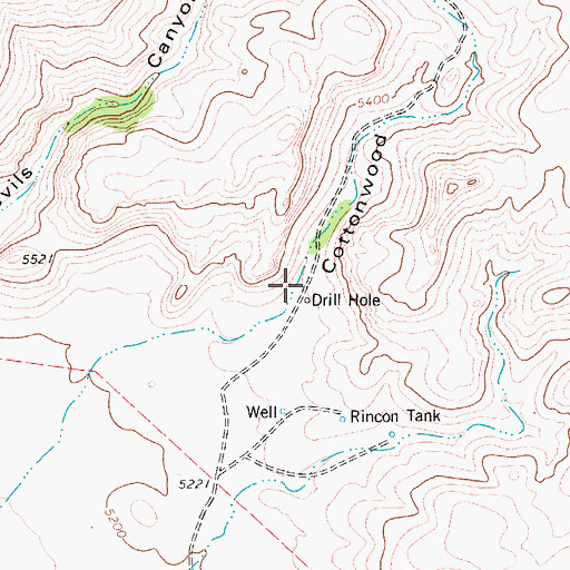 Topographic Map of Cottonwood Canyon, TX