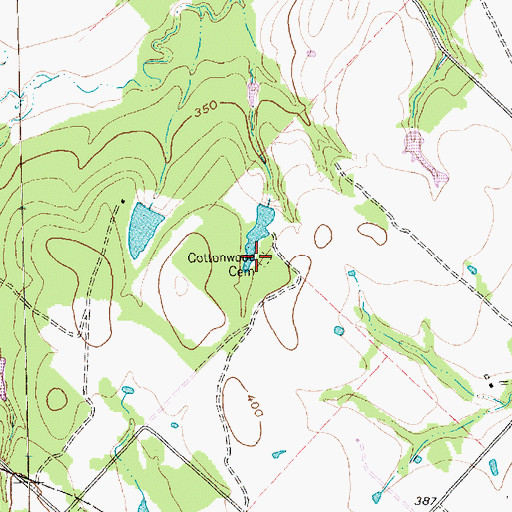 Topographic Map of Cottonwood Cemetery, TX