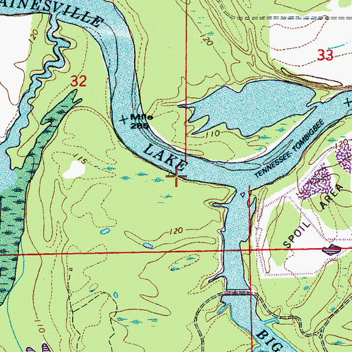 Topographic Map of Cuba Landing, AL